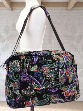 NEW ❤️ vera bradley Kiev Paisley Grand Weekender Duffel Black Green Purple